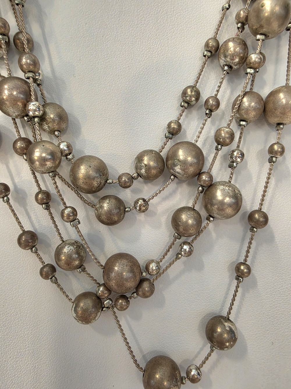 West & Co. 5-Strand Distressed Metallic Gold Melon Bead Necklace Boho Sz 16-19"
